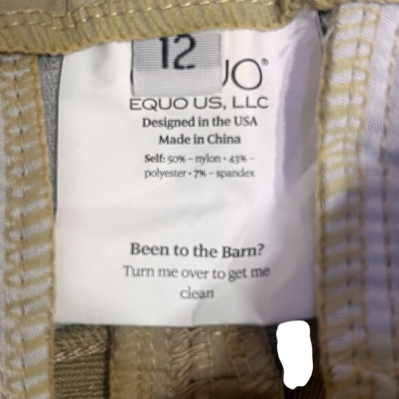 EQUO 2 PAIR Riding Breeches Mid-Rise Stretch Grip Fabric Maroon Trim Size 12 - Picture 3 of 10